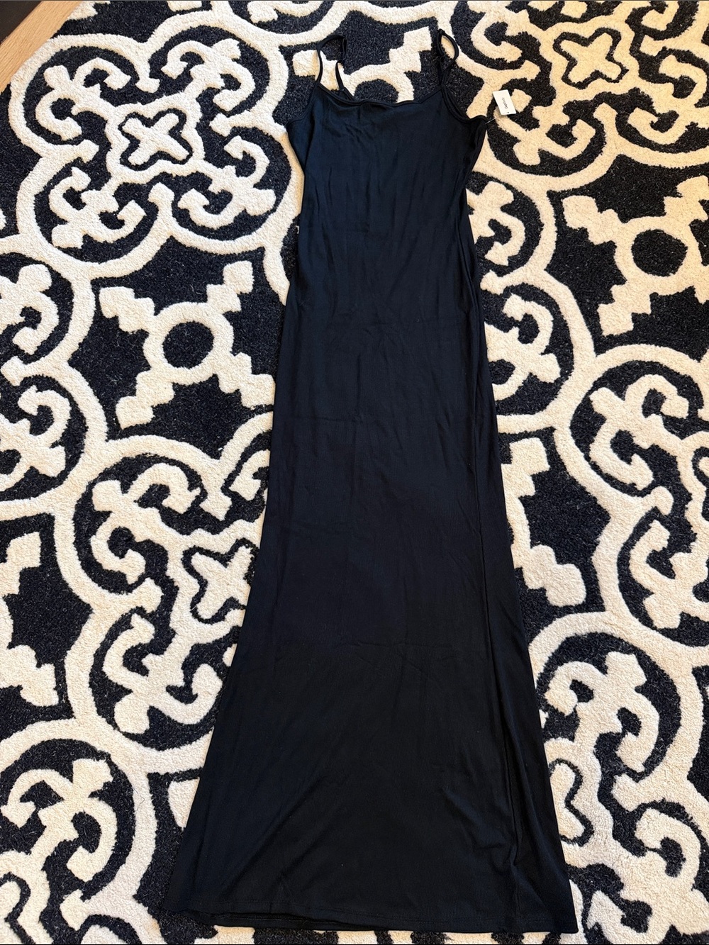 Womans Gap Body Ribbed Stretchy Maxi Black Slip Dress. NWT! Medium